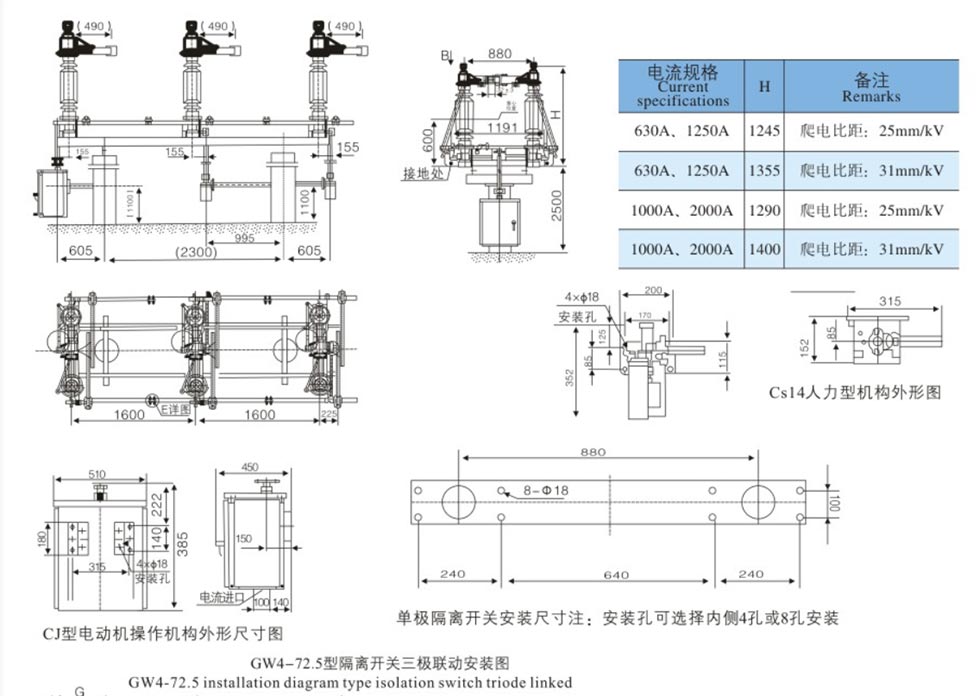 110kv 126kv Disconnect Switch Isolator